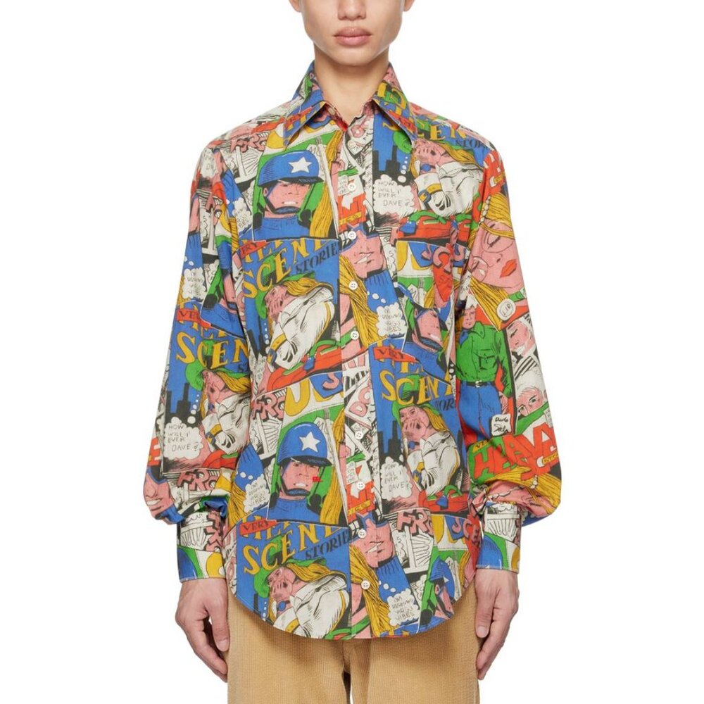 ERL SS/23 Comic Book Multicolor Printed Cotton Shirt